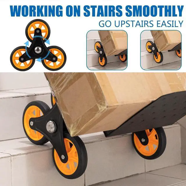 Alt view image 5 of 7 - Stair Climbing Hand Truck Dolly, 2 in 1 Stair Climber Hand Truck Heavy Duty, 350 Lbs Capacity Stair Trolley Cart with 6 Rubber Wheels and Elastic Rope