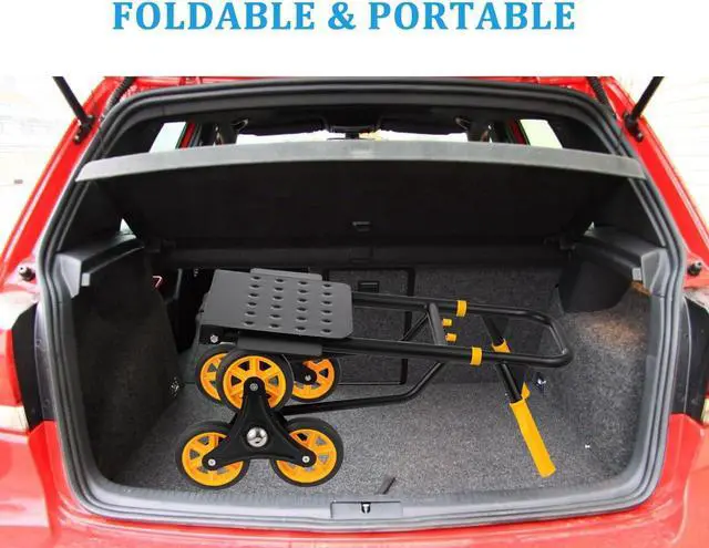 Alt view image 7 of 7 - Stair Climbing Hand Truck Dolly, 2 in 1 Stair Climber Hand Truck Heavy Duty, 350 Lbs Capacity Stair Trolley Cart with 6 Rubber Wheels and Elastic Rope