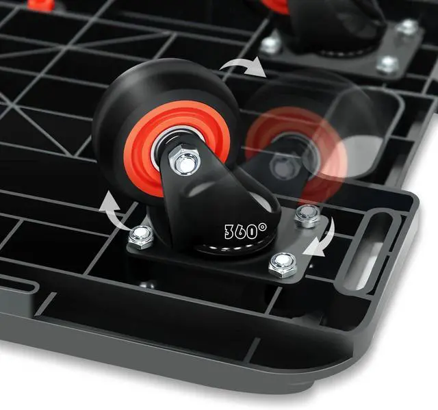 Alt view image 5 of 6 - Furniture Dolly, Furniture Movers Dollies Heavy Duty,Large Moving Dolly Cart with 4 Wheels,24in-16in Hand Truck Folding Cart,360° Swivel Wheels Mute Portable 660lb Capacity,2 Pack,Black