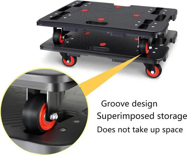 Alt view image 6 of 6 - Furniture Dolly, Furniture Movers Dollies Heavy Duty,Large Moving Dolly Cart with 4 Wheels,24in-16in Hand Truck Folding Cart,360° Swivel Wheels Mute Portable 660lb Capacity,2 Pack,Black