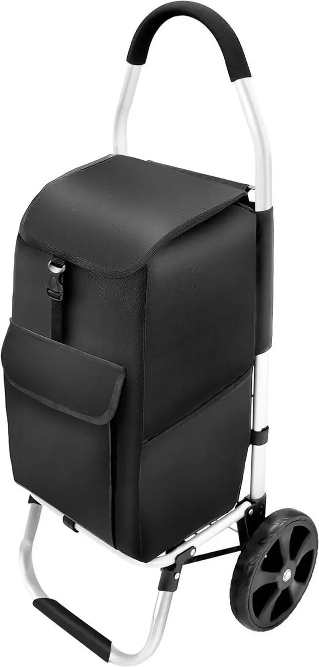 Main image of 2 in 1 Shopping Cart, 330 lbs Grocery Cart on Wheels, Foldable, Load-Bearing Hand Truck with Black Waterproof Bag for Shopping, Moving, Groceries, Luggage,Office.