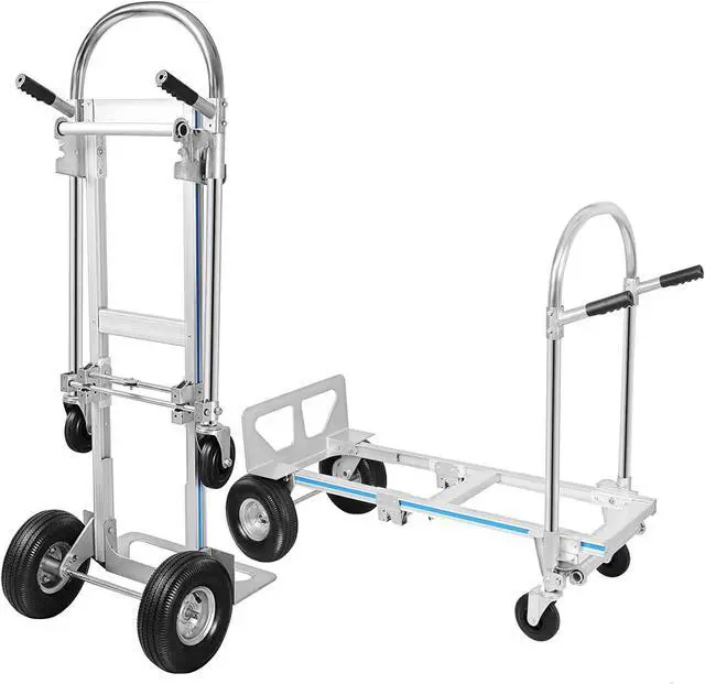 Main image of 2 in 1 Aluminum Hand Truck, Industrial Convertible Hand Truck and Dolly 1000 LBS Capacity, Heavy Duty Hand Truck Flatform Cart with 10" Hi Tech Rubber Wheels