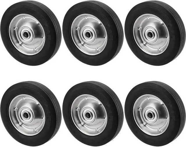Main image of 6 Pack 6" x 1.5" Flat Free Solid Rubber Wheel, Dolly Wheels Replacement Hand Truck Wheels for Tool Carts and Garden Carts, 132 lbs Load Capacity, 1/2 Bore Hole Diameter