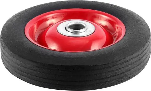 Alt view image 4 of 6 - 5 Pack 6 x 1.2 Inch Solid Rubber Flat Free Tire, Hand Truck Wheel with Ball Bearing and 5/8 Inch Axle Diameter, Solid Rubber Wheel, 350 lbs Capacity