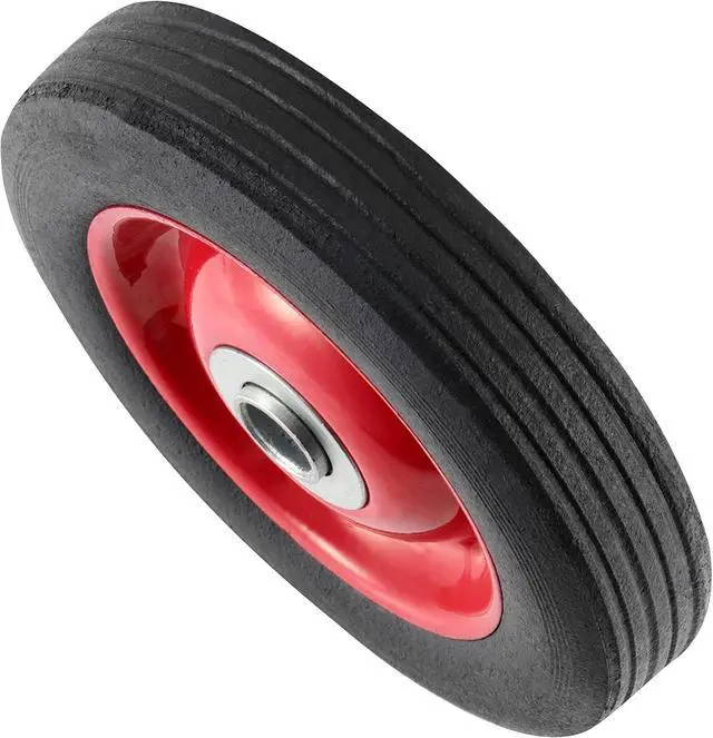 Alt view image 5 of 6 - 5 Pack 6 x 1.2 Inch Solid Rubber Flat Free Tire, Hand Truck Wheel with Ball Bearing and 5/8 Inch Axle Diameter, Solid Rubber Wheel, 350 lbs Capacity