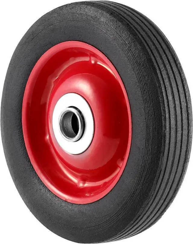 Alt view image 6 of 6 - 5 Pack 6 x 1.2 Inch Solid Rubber Flat Free Tire, Hand Truck Wheel with Ball Bearing and 5/8 Inch Axle Diameter, Solid Rubber Wheel, 350 lbs Capacity