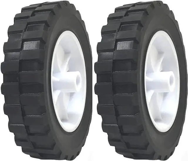 Main image of 2 Pack - 6" x 1.5" Solid Rubber Flat Free Tire Hand Truck Plastic Wheel -  1/2" Axle Hole - 70 lbs Capacity