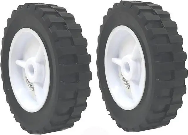 Alt view image 2 of 4 - 2 Pack - 6" x 1.5" Solid Rubber Flat Free Tire Hand Truck Plastic Wheel -  1/2" Axle Hole - 70 lbs Capacity