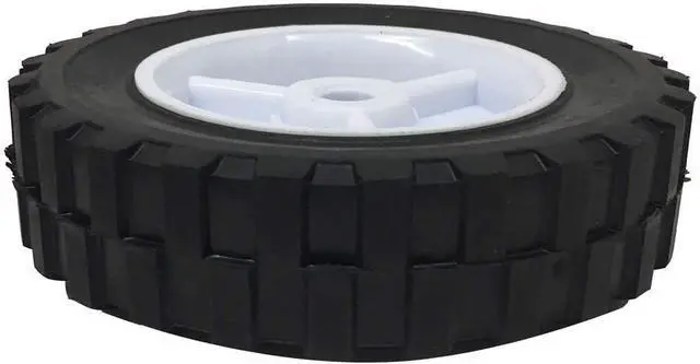 Alt view image 3 of 4 - 2 Pack - 6" x 1.5" Solid Rubber Flat Free Tire Hand Truck Plastic Wheel -  1/2" Axle Hole - 70 lbs Capacity