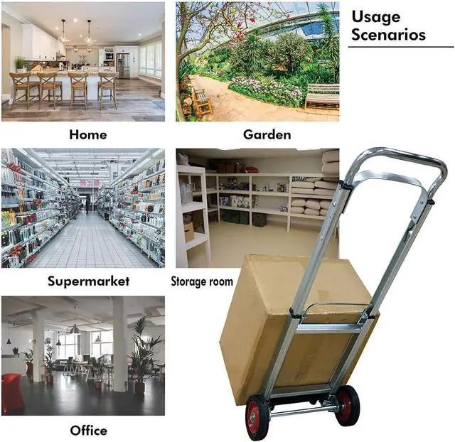 Alt view image 5 of 5 - LEADALLWAY Hand Truck Aluminum Foldable Hand Cart with 6" Wheels 220 lbs Capacity