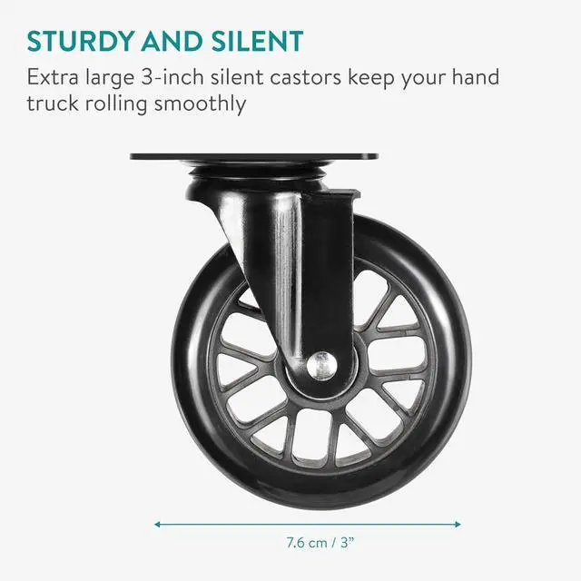 Alt view image 7 of 7 - Navaris Folding Sack Truck with Tensioning Straps - Loadable up to 50kg (110 lbs) - Rubber Wheels - Foldable Transport Trolley with Tension Strap - Transport Trolly