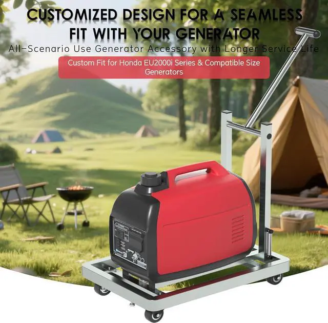 Alt view image 3 of 7 - Generator Wheel Kit,GeneratorCart,500LB Heavy-Duty GeneratorCart with Wheels, Made of 100% Sstainless Steel,(19.6X13.7inches) (Stainless Steel Iron Color)