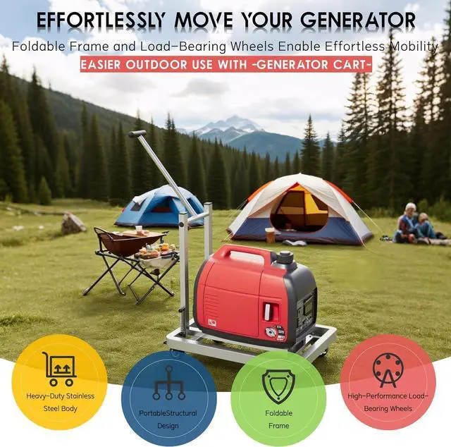 Alt view image 4 of 7 - Generator Wheel Kit,GeneratorCart,500LB Heavy-Duty GeneratorCart with Wheels, Made of 100% Sstainless Steel,(19.6X13.7inches) (Stainless Steel Iron Color)
