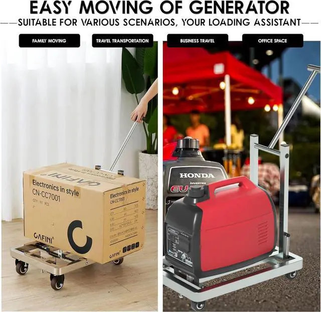 Alt view image 7 of 7 - Generator Wheel Kit,GeneratorCart,500LB Heavy-Duty GeneratorCart with Wheels, Made of 100% Sstainless Steel,(19.6X13.7inches) (Stainless Steel Iron Color)