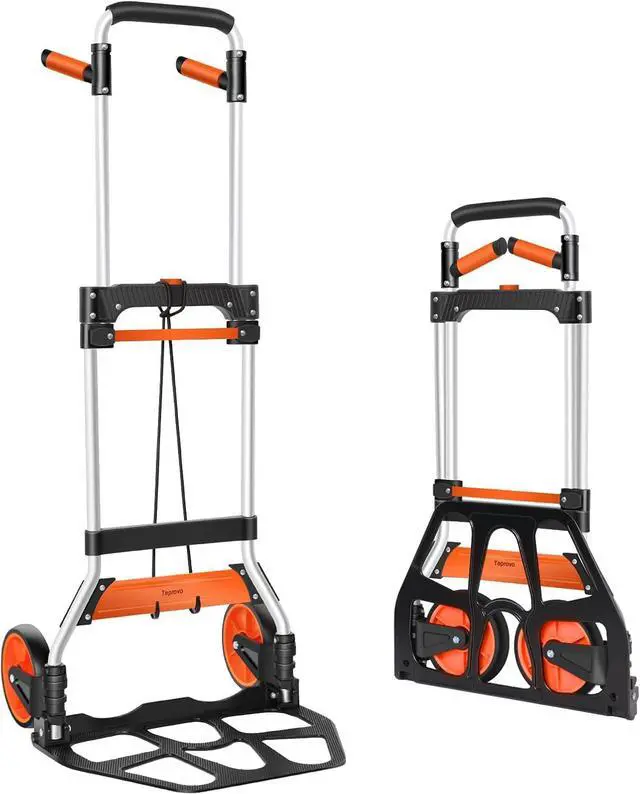 Main image of Dolly Cart, 309 lb Aluminum Folding Hand Truck with Swivel Handle, Heavy Duty Utility Dolly Foldable Trolley with Elastic Cord, 7 Inch Wheels for Moving, Warehousing, Shopping and More