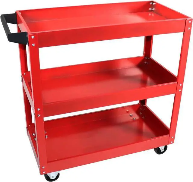 Main image of 3 Tray Service Utility Cart 150 LBS Load Capacity with Swivel 360° Wheels Tool Cart Multifunctional
