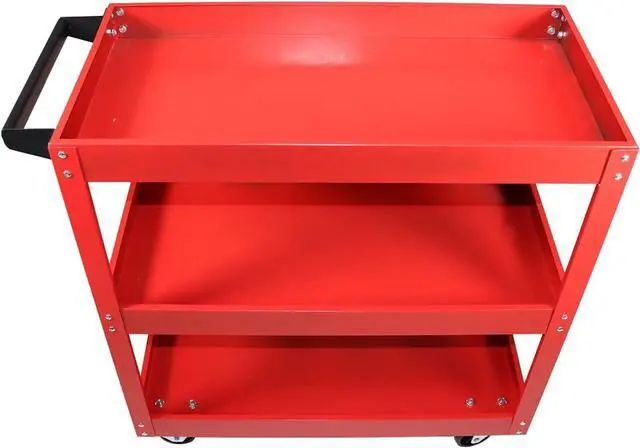 Alt view image 2 of 7 - 3 Tray Service Utility Cart 150 LBS Load Capacity with Swivel 360° Wheels Tool Cart Multifunctional
