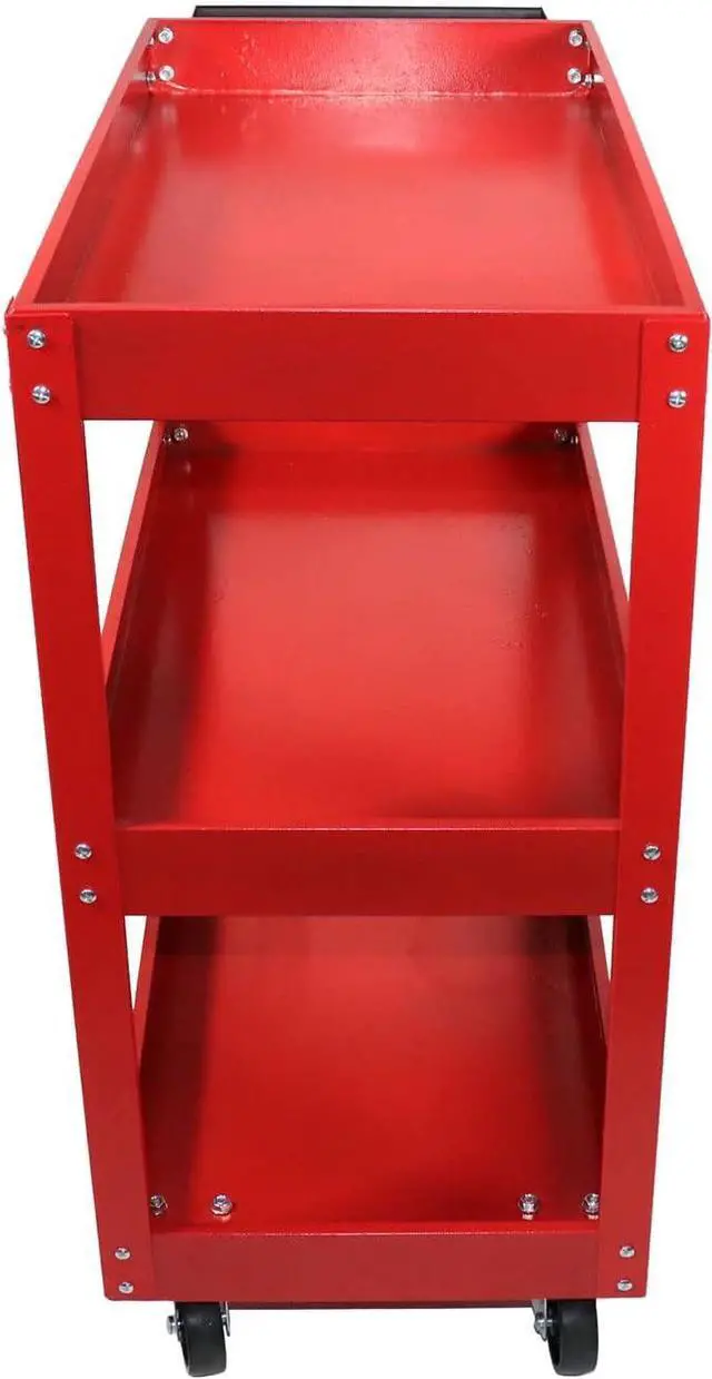 Alt view image 3 of 7 - 3 Tray Service Utility Cart 150 LBS Load Capacity with Swivel 360° Wheels Tool Cart Multifunctional