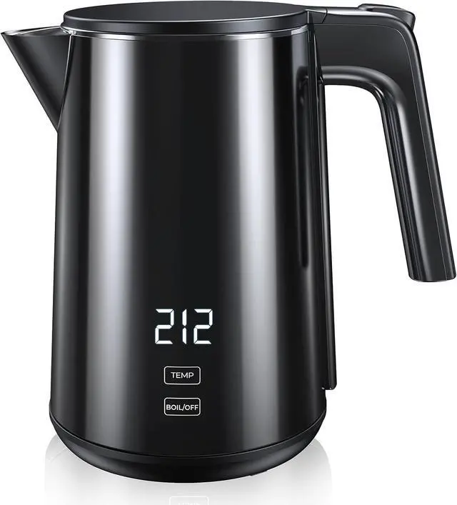 Main image of Electric Kettle, Double Wall Stainless Steel Cool Touch Water Boiler Heater, 7 Temperature Control Teapot, 4H Keep Warm, 1.0L 1200W Fast Heat with Auto Shut-Off, Boil-Dry Proof Coffee Tea Pot, Black