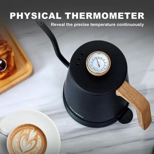 Alt view image 3 of 7 - Nueve&Five Gooseneck Electric Kettle with Thermometer Black Electric Kettle 1L with Auto Shut-Off1000W Hot Water Kettle of Stainless Steel Pour Over Kettle for Coffee & Tea