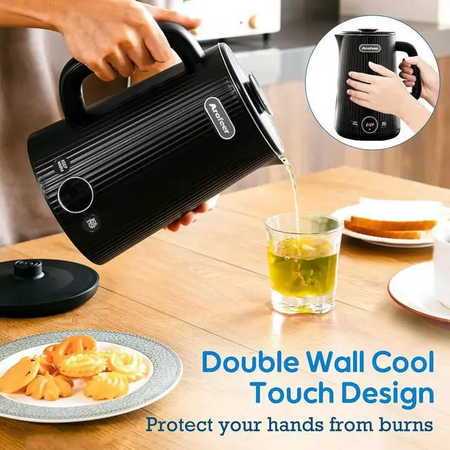 Alt view image 5 of 7 - Arofeer® 1.7L(57oz) Large Electric Kettle Temperature Control, 7+Cups Electric Tea Kettle for Coffee&Tea, 2 quarts Big Hot Water Kettle Electric with,1200W,Keep Warm-Black