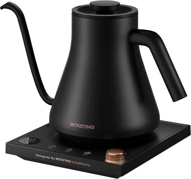 Main image of Electric Kettles, Gooseneck Electric Kettle, ±1 Temperature Control, Stainless Steel Inner, Quick Heating, for Pour Over Coffee, Brew Tea, Boil Hot Water, 0.9L Black