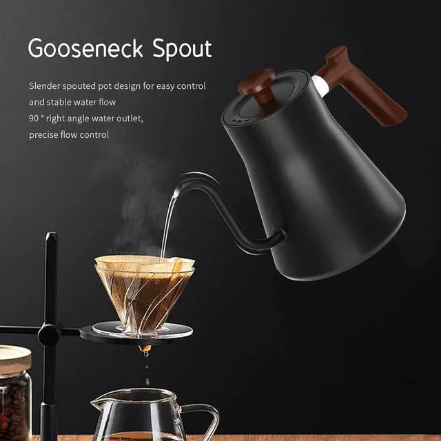 Alt view image 5 of 7 - Gooseneck Electric Kettle,Electric Kettles, ±1 Temperature Control, Ultra-Quiet 304 Stainless Steel, for Coffee, Tea & Milk, Auto Boil Detection, 8 Safety Protections & Memory Function(Black0.9L)