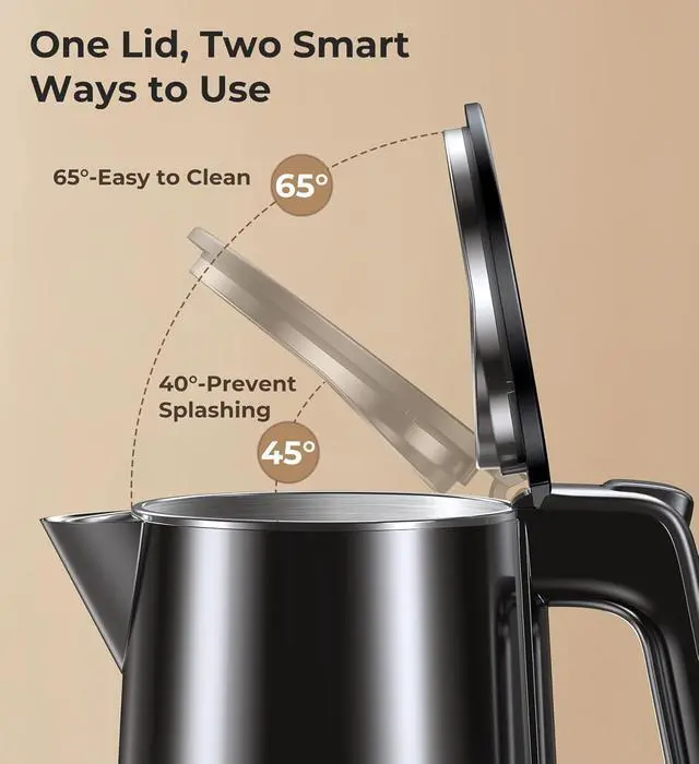 Alt view image 7 of 7 - Electric Kettle 1.0L 1200W, 7 Temp Settings, 4H Keep-Warm, Fast-Boil Stainless Steel Electric Tea Kettle, 120V Water Boiler with Auto-Shut Off, Cool Touch PP Exterior for Home Office, Black