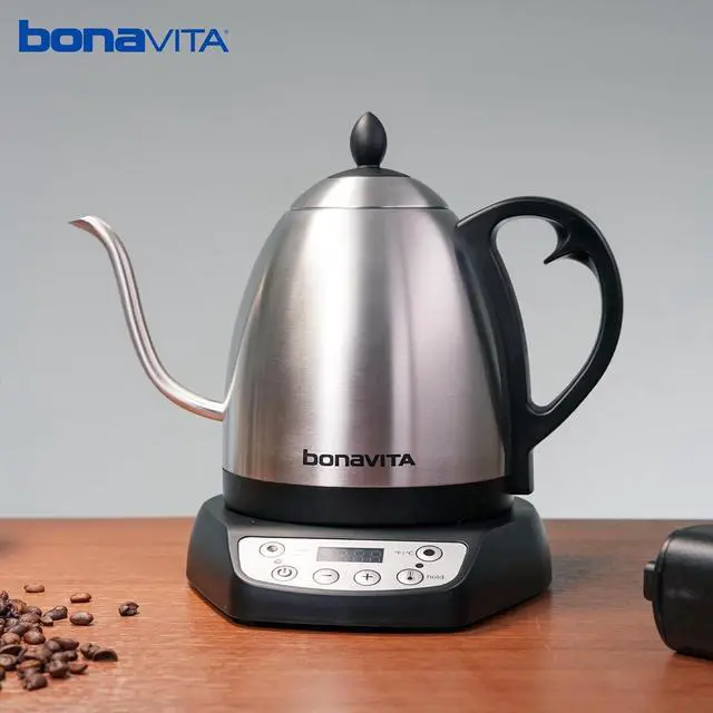 Alt view image 7 of 7 - Bonavita 1L Digital Variable Temperature Gooseneck Electric Kettle for Coffee Brew and Tea Precise Pour Control, 6 Preset Temps, Café or Home Use, 1200 Watt, LED Panel, Stainless Steel