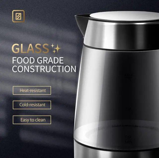 Alt view image 3 of 7 - Taylor Swoden Glass Hot Water Kettle Electric for Tea and Coffee 1.7 Liter Fast Boiling Electric Kettle Cordless Water Boiler with Auto Shutoff & Boil Dry Protection