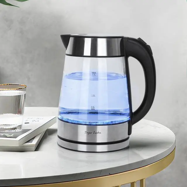 Alt view image 7 of 7 - Taylor Swoden Glass Hot Water Kettle Electric for Tea and Coffee 1.7 Liter Fast Boiling Electric Kettle Cordless Water Boiler with Auto Shutoff & Boil Dry Protection