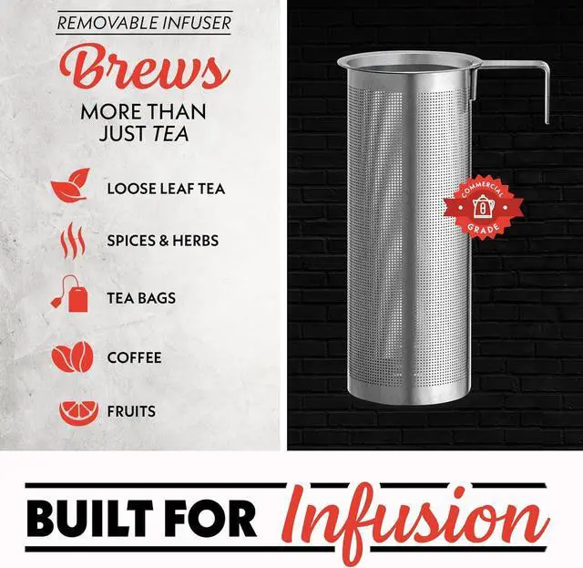 Alt view image 4 of 7 - Gourmia Electric Programmable Glass Kettle  1.7L Temperature Control Tea & Coffee Kettle with Digital Touch Display, 6 Presets, Keep Warm, Removable Stainless Steel Infuser, 360° Swivel Base  Red