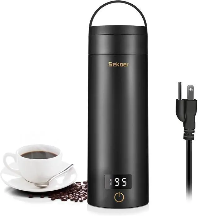 Main image of Sekaer Travel Electric Tea Kettle Portable Small Mini Coffee Kettle, with 4 Variable Presets, Personal Hot Water Boiler 304 Stainless Steel with Auto Shut-Off & Boil Dry Protection, SY-618B