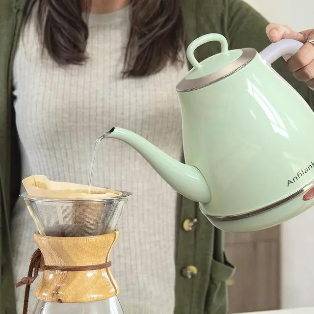 Alt view image 2 of 7 - Electric Gooseneck Kettle, 1L 1500WFast Boil, 100% Stainless Steel BPA Free Pour-Over Coffee & Tea Kettle,Water Boiler with Auto Shut & Boil-Dry Protectio,Green