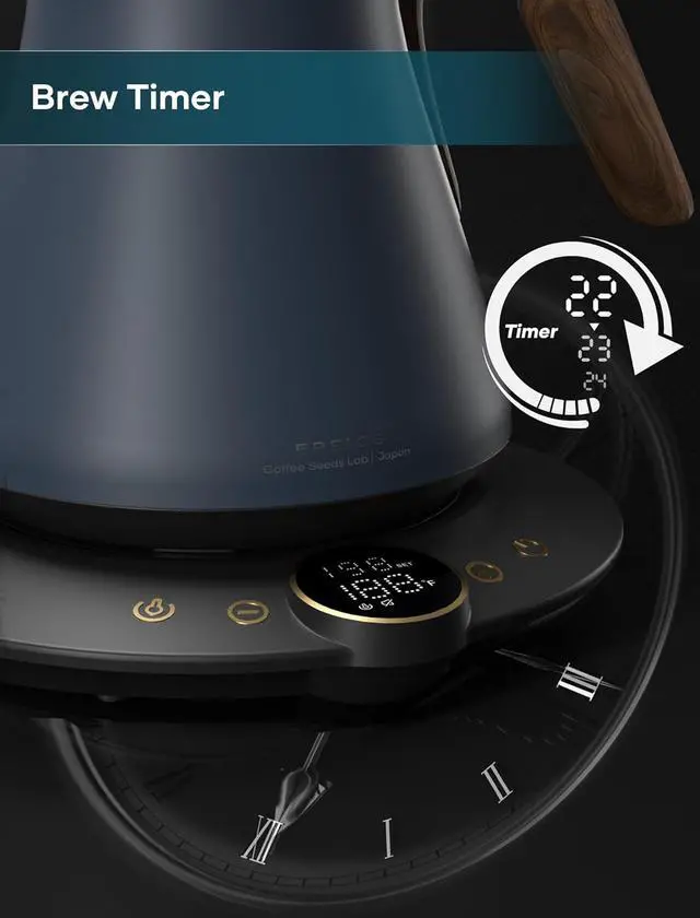 Alt view image 7 of 7 - Electric Kettles, INTASTING Gooseneck Electric Kettle, ±1 Temperature Control, Stainless Steel Inner, Quick Heating, for Pour Over Coffee, Brew Tea, Boil Hot Water, 0.9L (Navy Blue)