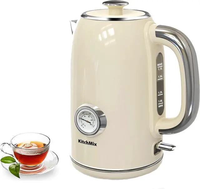 Main image of Electric Kettles1500W, 1.7L Stainless Steel Tea Kettle with Thermometer, Auto Shut-Off & Boil-Dry, Cool Touch Handle, BPA Free Kettle & Hot Water Kettle (Beige)