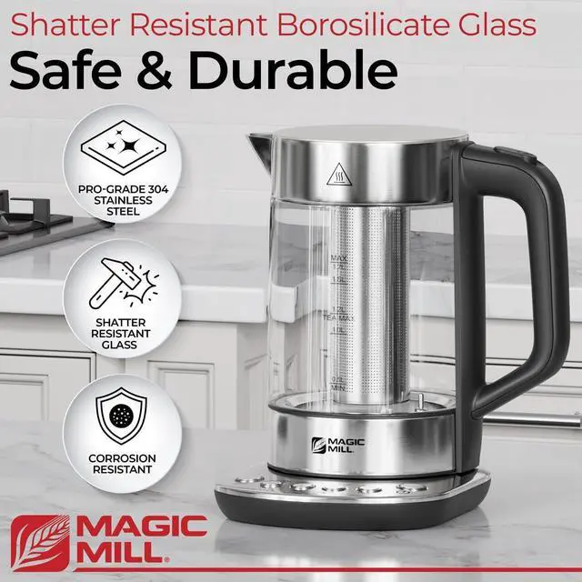 Alt view image 3 of 7 - Magic Mill Pro Electric Kettle with tea Infuser and Temperature Control - Keep Warm Function, Rapid Boil, Automatic Safety Shut Off, BPA Free, No Plastic on Water, British Patent Technology,Large 1.7L