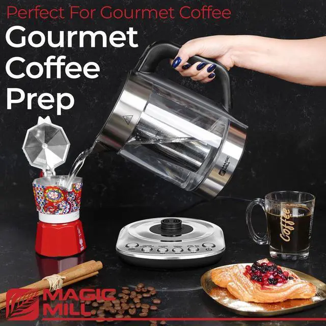 Alt view image 6 of 7 - Magic Mill Pro Electric Kettle with tea Infuser and Temperature Control - Keep Warm Function, Rapid Boil, Automatic Safety Shut Off, BPA Free, No Plastic on Water, British Patent Technology,Large 1.7L