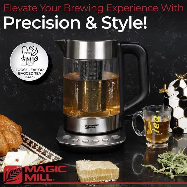 Alt view image 7 of 7 - Magic Mill Pro Electric Kettle with tea Infuser and Temperature Control - Keep Warm Function, Rapid Boil, Automatic Safety Shut Off, BPA Free, No Plastic on Water, British Patent Technology,Large 1.7L