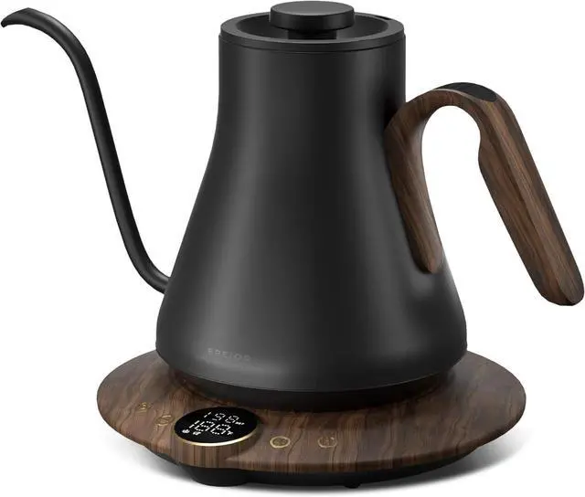 Main image of Electric Kettles, INTASTING Gooseneck Electric Kettle, ±1 Temperature Control, Stainless Steel Inner, Quick Heating, for Pour Over Coffee, Brew Tea, Boil Hot Water, 1500W/0.9L (Glossy Black)