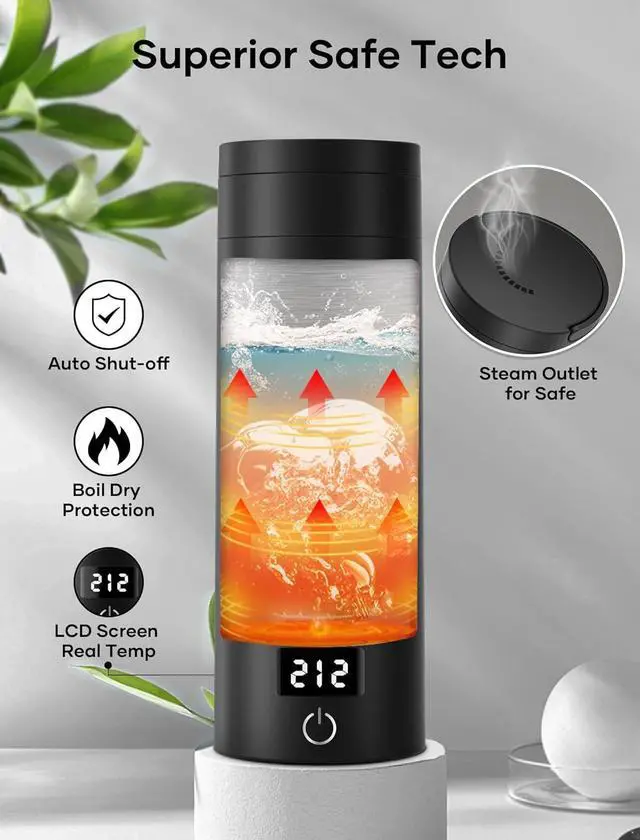 Alt view image 6 of 6 - Travel Portable Electric Tea Kettle, Small Coffee Kettle, Mini Hot Water Boiler, 380mL & 304 Stainless Steel, with 4 Variable Presets and Auto Shut-Off(Black)