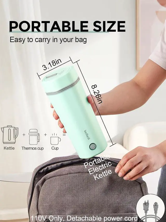 Alt view image 3 of 7 - balbali Travel Kettle Electric Small Portable Electric Kettle for Boiling Water Travel Tea Kettle Portable Water Boiler 12oz Travel Electric Kettle