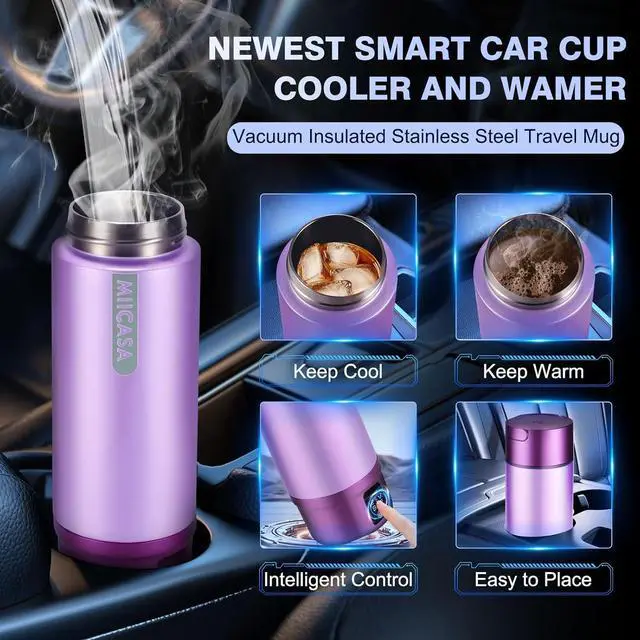 Alt view image 4 of 7 - Car Electric Kettle, 12V/24V Car Water Boiler, Vehical Water Heater with Stainless Steel Double Wall Vacuum Insulated, 6 Temperature and Auto Shut-Off Boil Dry,16oz