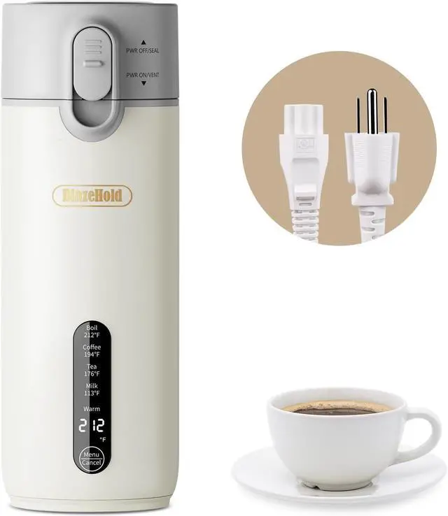 Main image of Travel Portable Electric Kettle (Non-Rechargeable), Food-Grade 316 Stainless Steel (300W/400ML) Fast-Boil Small Hot Water Boiler with 4 Temp Settings, Keep Warm, Auto Shut-Off & Boil-Dry Protection