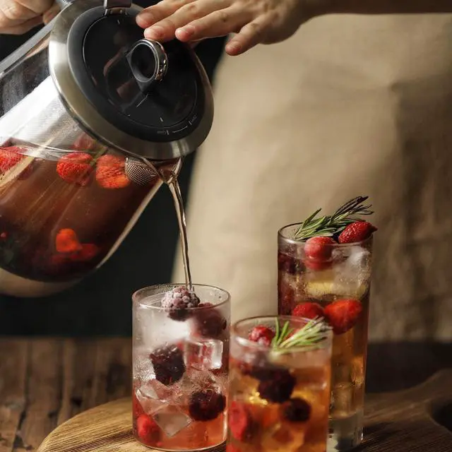 Alt view image 6 of 6 - BUYDEEM K2423 Tea Maker, 316 Stainless Steel & Heat Resistant DURAN Glass Electric Kettle, Removable Infuser, Auto Keep Warm, 1.2L