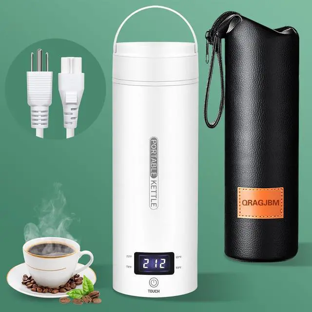 Main image of Travel Electric Kettle Portable Small Mini Tea Coffee Kettle Water Boiler, Water Heater with 4 Temperature Control,304 Stainless Steel with Auto Shut-Off & Boil Dry Protection, BPA-Free (White)