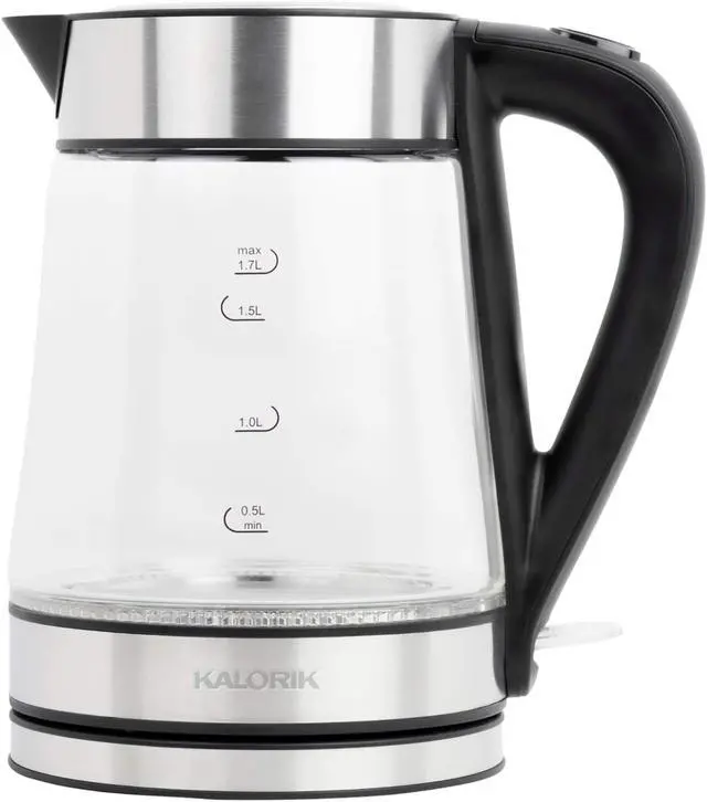 Alt view image 5 of 7 - Kalorik Electric Kettle Featuring Glass Body 1750 Watts and Rapid Boil Cordless Serving with Auto Shut Off & Boil Dry Shut Off Protection, 1.7-Liter, Silver