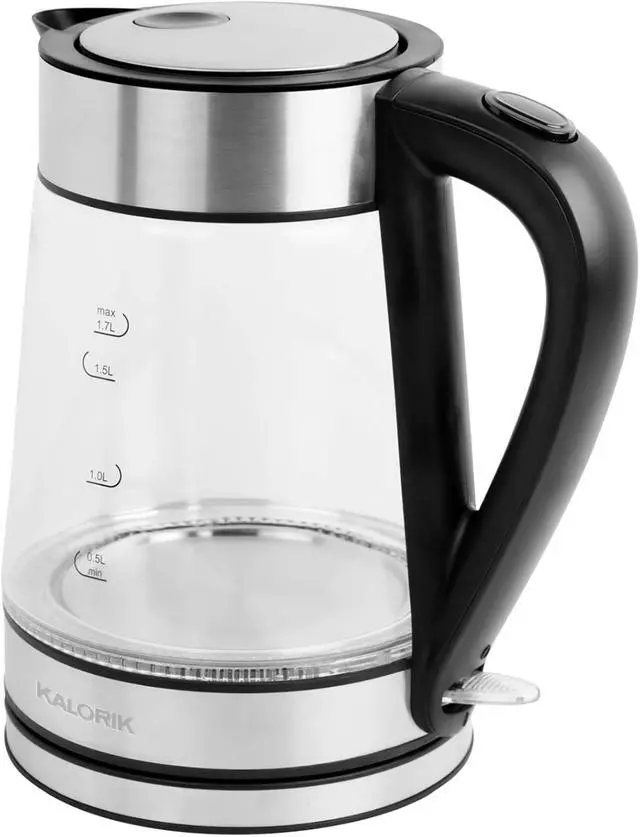 Alt view image 7 of 7 - Kalorik Electric Kettle Featuring Glass Body 1750 Watts and Rapid Boil Cordless Serving with Auto Shut Off & Boil Dry Shut Off Protection, 1.7-Liter, Silver