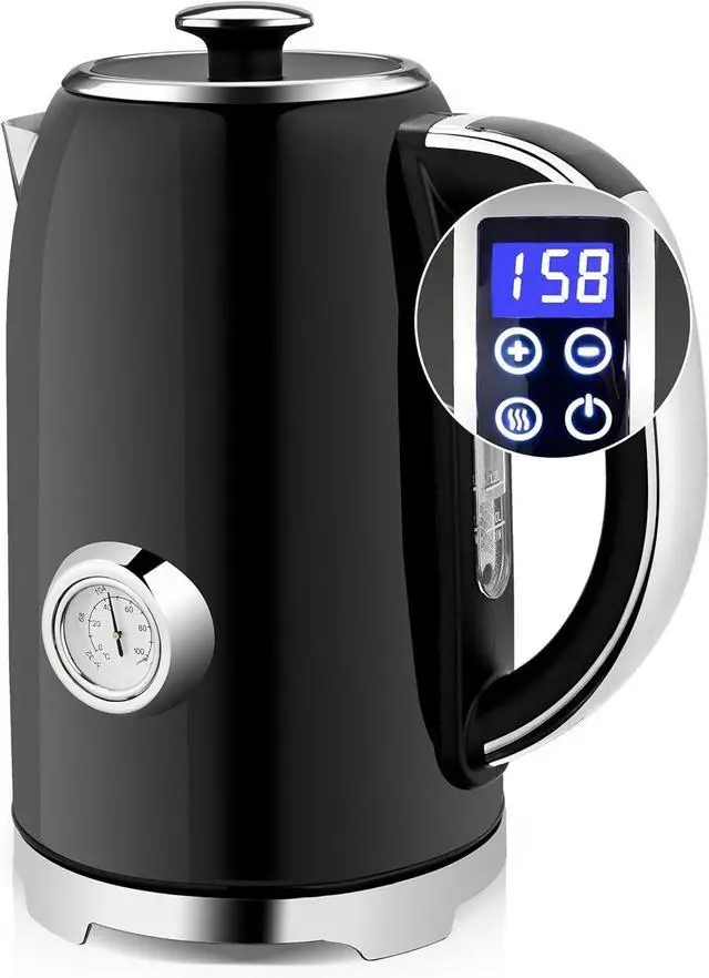 Main image of SUSTEAS Electric Kettle Temperature Control - 57oz Hot Water Boiler with Thermometer, 1500W Fast Heating Stainless Steel Tea Kettles, Cordless LED Indicator, Auto Shut-Off & Boil Dry Protection,Black