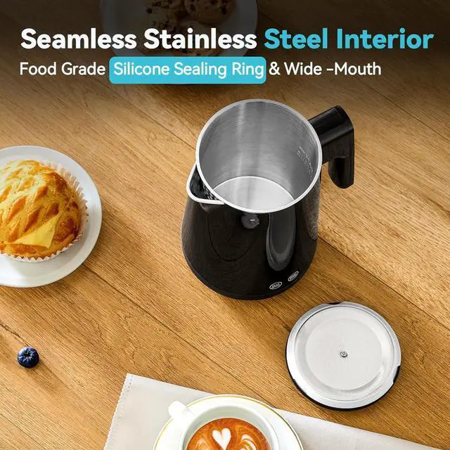 Alt view image 6 of 7 - Seehot® 850ml Small Electric Kettle Temperature Control,800W Double Wall Electric Tea Kettle of 304 Stainless Steel,5 Temp Presets,Hot Water Kettle Electric,Auto Shut Off for Tea and Coffee-Black